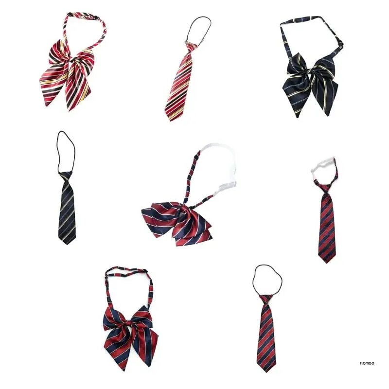 

Kid Striped Tie for School Graduation Boy Neckties Bow Tie for Kid Pre-tied Ties For Boy Pre-tied Neckties Uniform Tie