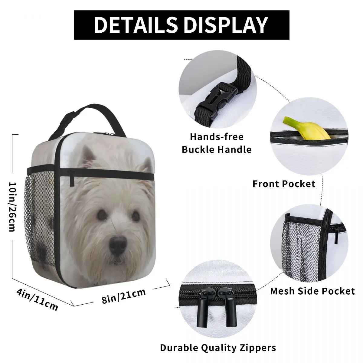 Custom Cute Westie Dog Lunch Bag Women Warm Cooler Insulated Lunch Boxes for Student School