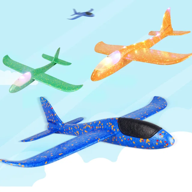 Foam Hand Throwing LED Airplanes Toy 48cm LED Flight Mode Glider Inertia Planes Model Aircraft Planes Outdoor Sport 3