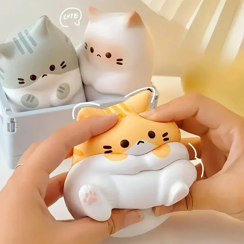 1Pc Adorable Cartoon Cat Squeeze Toys for Kids Adult Soft Pinch PU Slow Rebound Balls Pop Fidget Toys Halloween Christmas Gifts