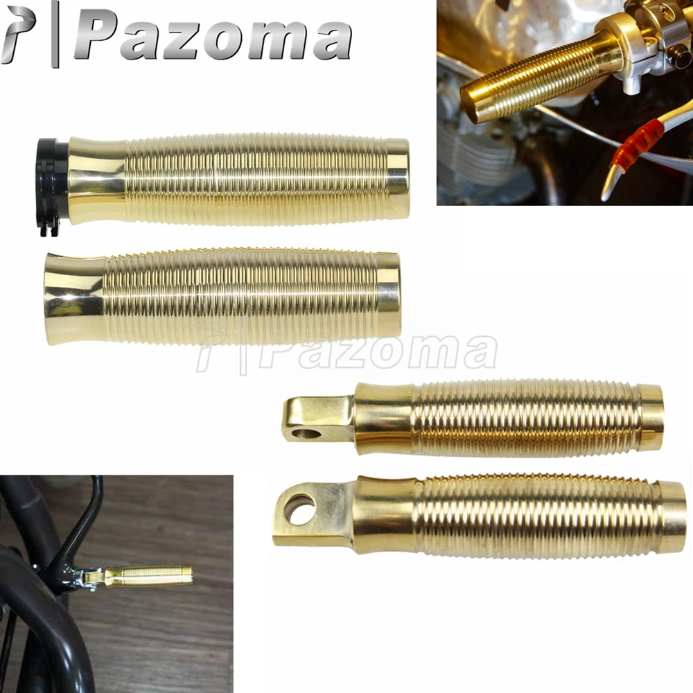 

Solid Brass Motorcycle 25mm Handle Grip Foot Rest Footpegs For Harley Sportster Touring Dyna Softail Chopper Bobber Custom Moto