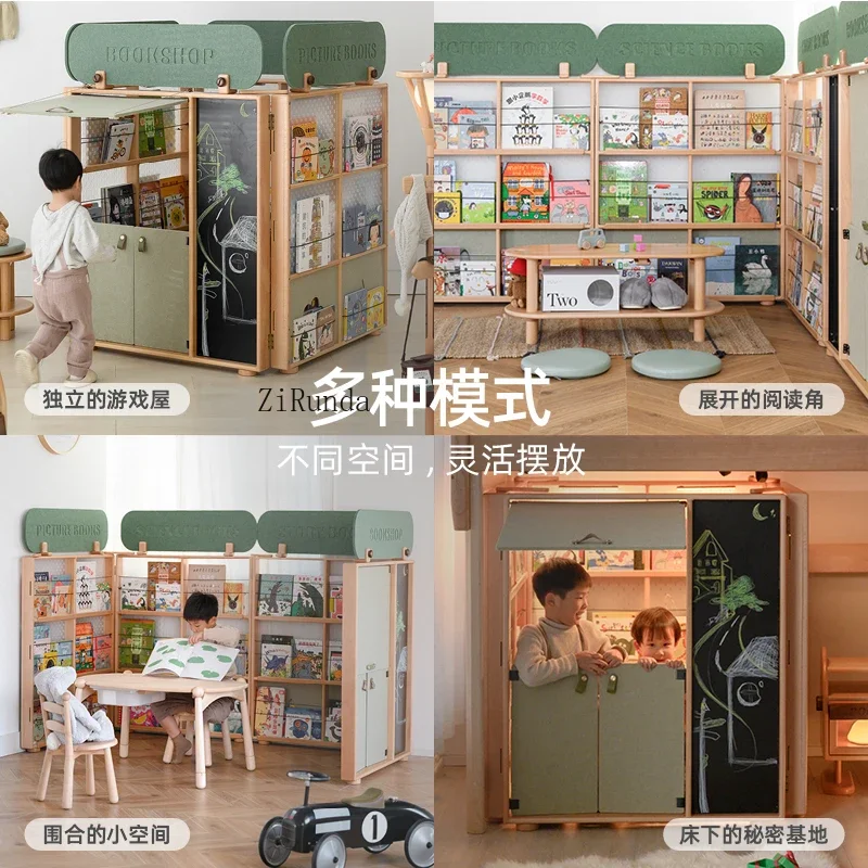 Newsstand picture book house, all solid wood bookshelf reading corner game house under the bed storage shelf bookshelf