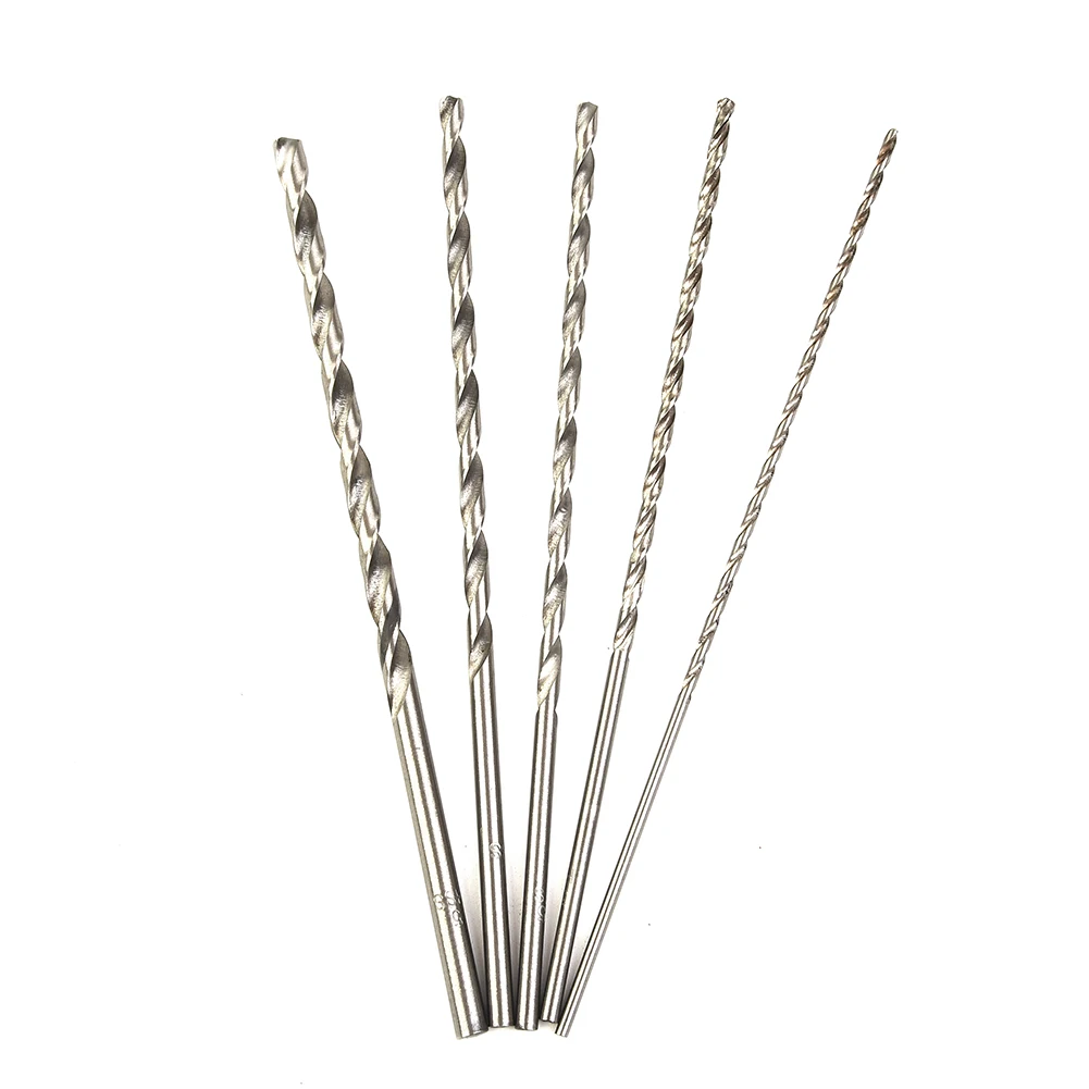 

5Pcs Extra Long HSS High Speed Steel Drill Bit Set 2mm/3mm,3.5mm,4mm,5mm For Electric Drills Drilling Machines