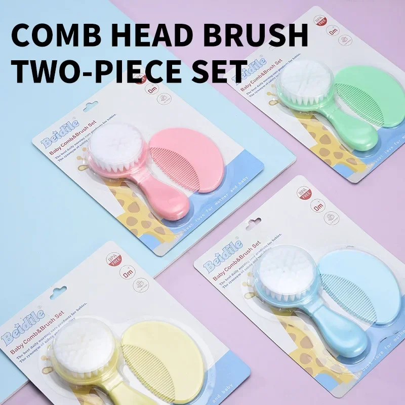 2pcs Baby Comb Hair Brush Set Kids Toddlers Soft Hairbrush Head Massager Portable Bath Brush Comb for Boy Girl Care Supplies