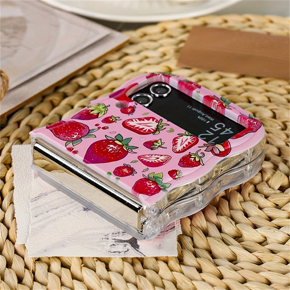 Cute Wave Shape Strawberry Pattern Airbag Back Cover Phone Case