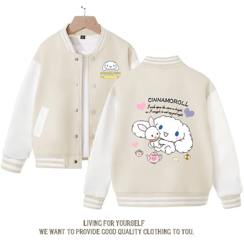 

New Cinnamoroll Baseball Jersey Kawaii Sanrio Korean Autumn Student Print Coat Cute Girls' Jacket Couple Gift