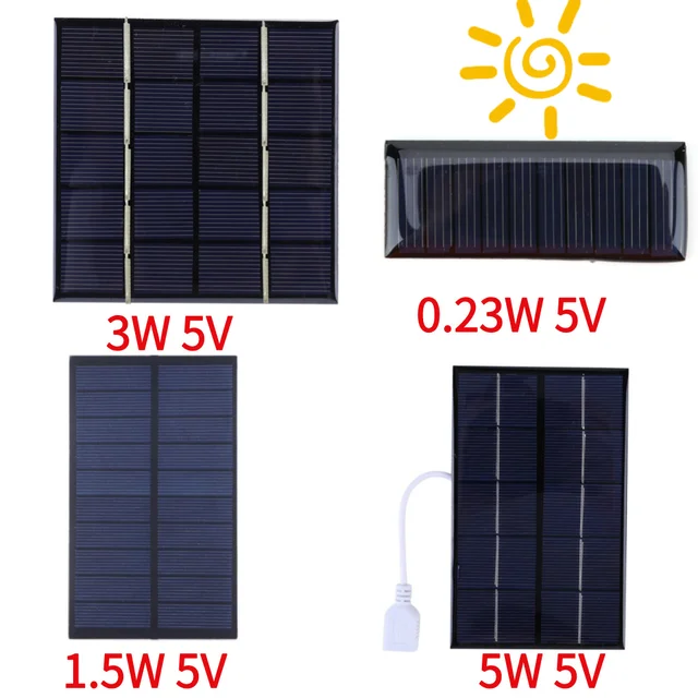 Chargeur de panneau solaire portable, cellules photovoltaïques pour lumière solaire, batterie 3.7V, chargeur de téléphone 3-5V, 3W, 5V 1