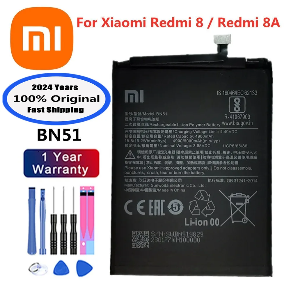 

2024 год BN51 100% Оригинальный аккумулятор для Xiaomi Redmi 8 8A Redmi8 Redmi8A сменные батареи для телефона Быстрая доставка