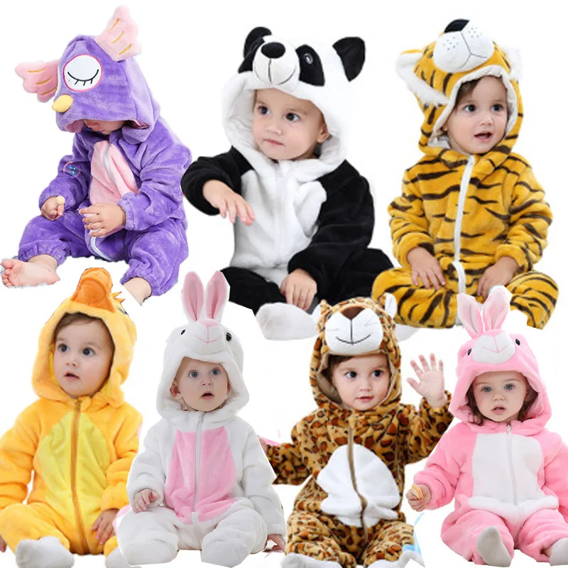 Baby Flannel Romper for Girl Boy Christmas Costume Winter Animal Unicorn Dinosaur Jumpsuit Infant Plush Pyjama Clothes Ropa Bebe 5