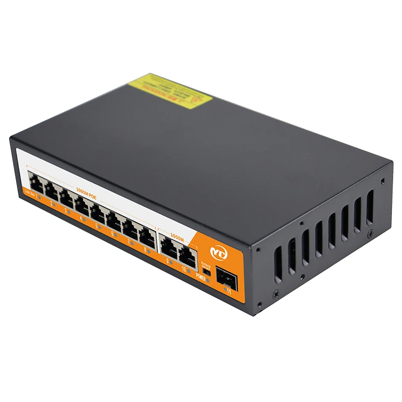 New 11-Port Gigabit POE RJ45 SPF Ethernet Switch with for 802.3af/at Uplink Unmanaged Plug and Play,for IP Camera/NVR - Imagen 6