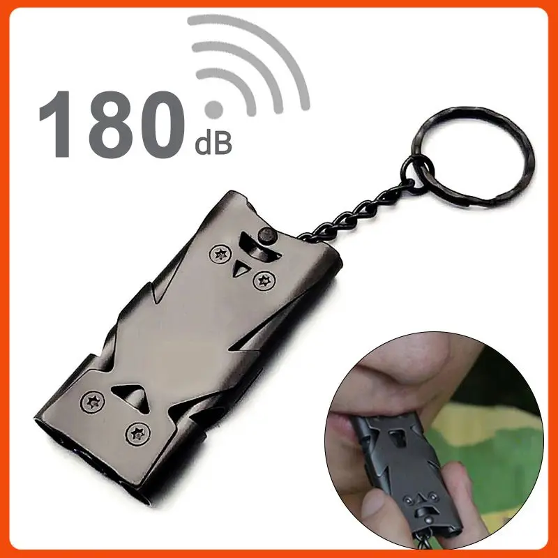 Survival Whistle Metal Whistle Outdoor Survival Whistle Portable High Decibel Emergency Life-Saving Stainless Steel Outdoor Urgency EDC Multifunction