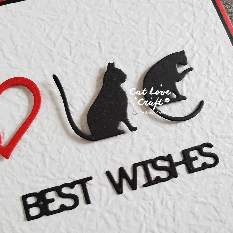 MAYJOYDIY Fustelle di Gatti Animali, Impronte di Zampe di Gatto, Fustelle In Metallo, Teste di Gatti Innamorati, Stencil per Goffratura, Creazione di Biglietti, Scrapbooking, Regali, Decorazioni