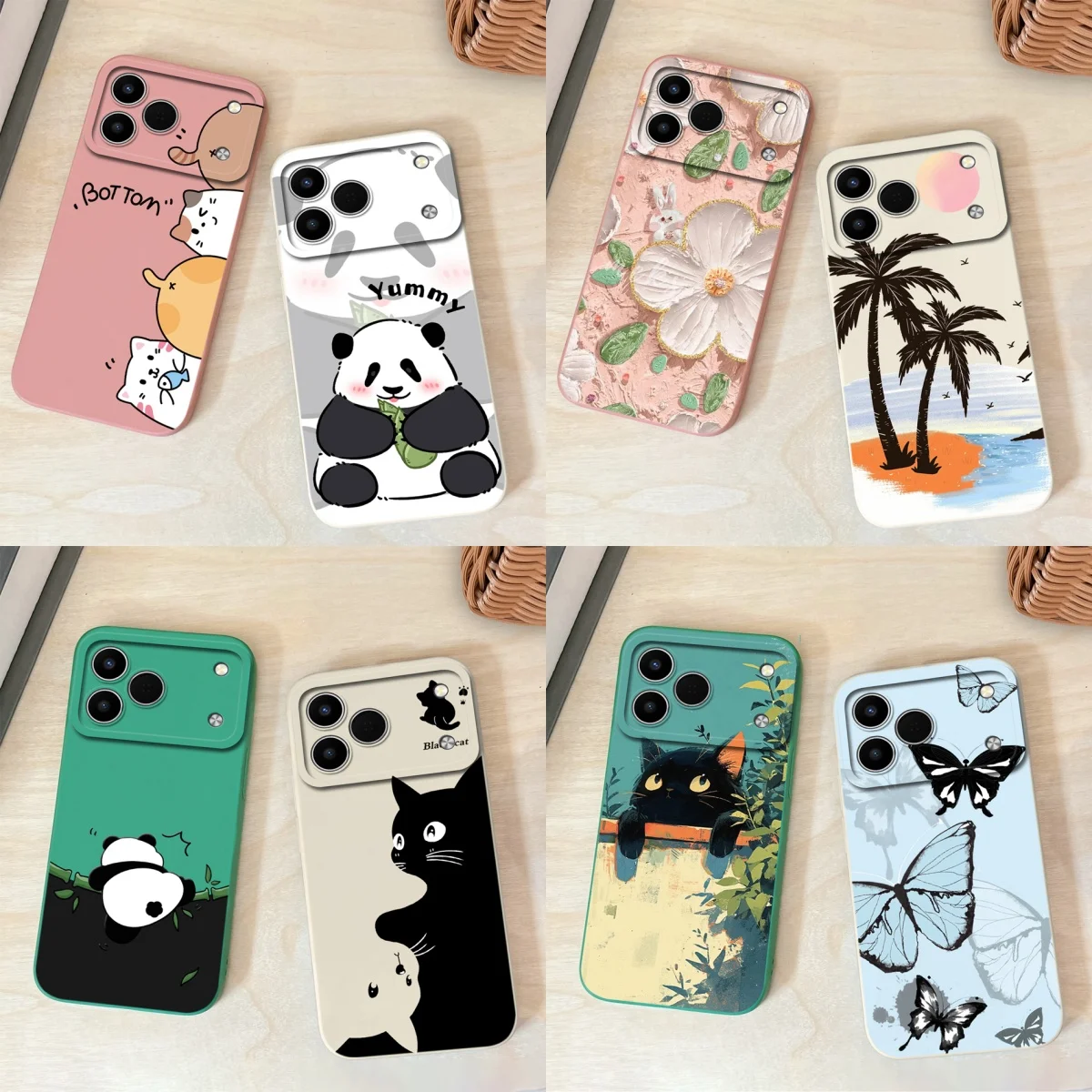 Funny Cartoon Animals Lens Protection Soft Liquid Silicone Back Cover Case