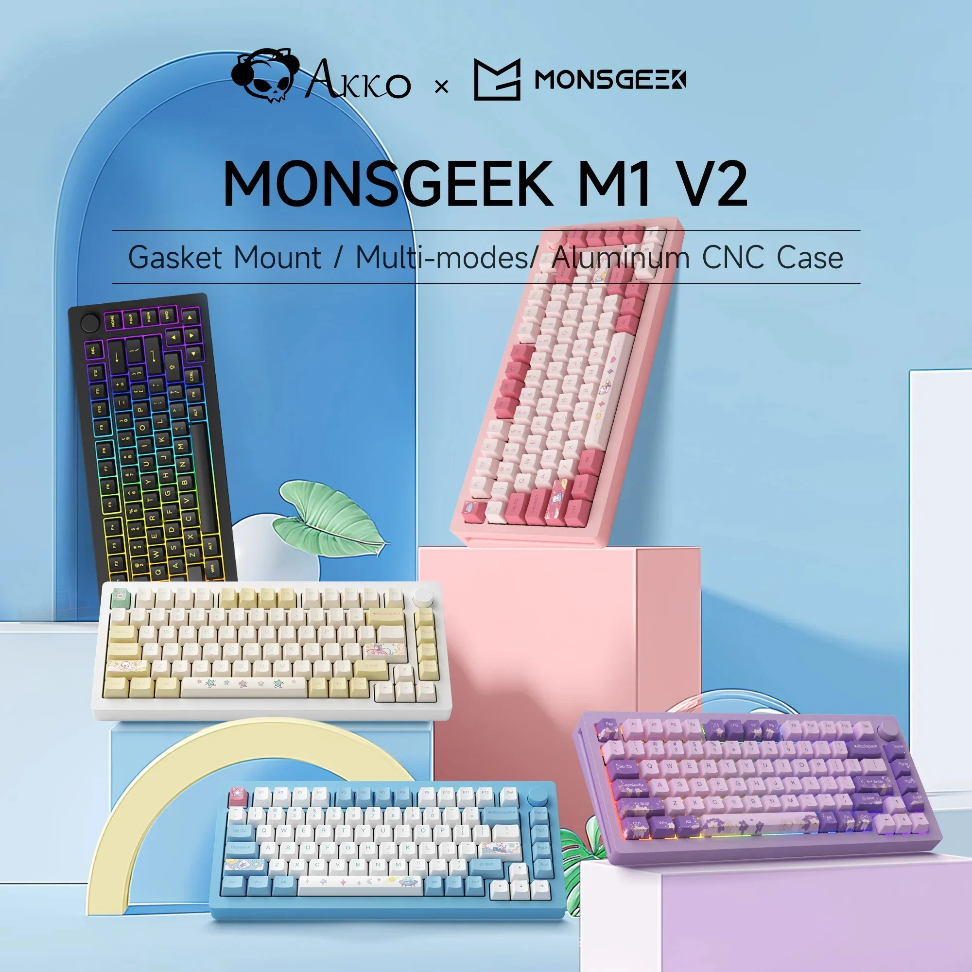 Клавиатура Akko Monsgeek M1W V2, 75% RGB, многорежимная механическая клавиатура с горячей заменой, алюминиевая, с ЧПУ, металлическая, с южносторонней прокладкой