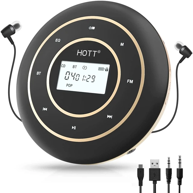  Reproductor de CD portátil con Bluetooth, reproductor