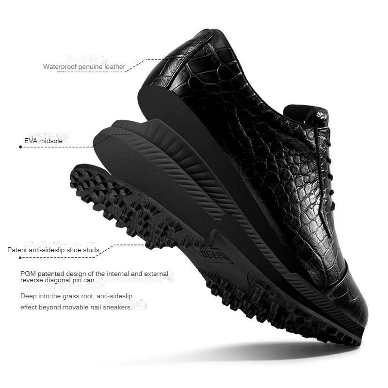 PGM Golf Men's Shoes Crocodile Cowhide Business and Sports Anti