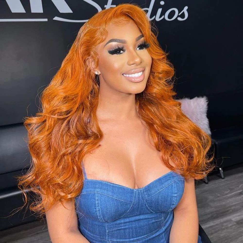

Ginger Body Wave 13x6 Hd Lace Frontal Wig Brazilian Orange Loose Body Wave 13x4 30 34 Inch Lace Front Human Hair Wigs For Women