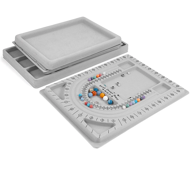 Gray Flocked Bead Board Bracelet Beading Organizer Jewelry Making Tray WorkBenches Size
