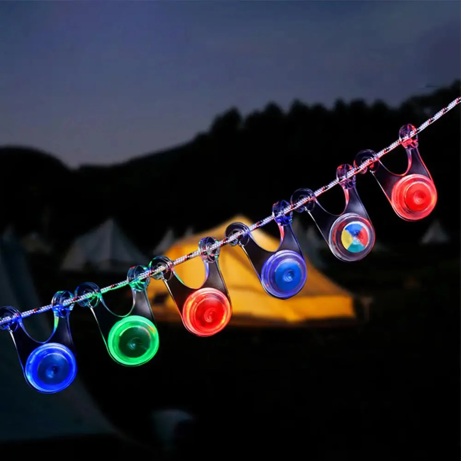 Waterproof LED Camping String Lights – 10pcs Tent Rope Hanging Lamps 5