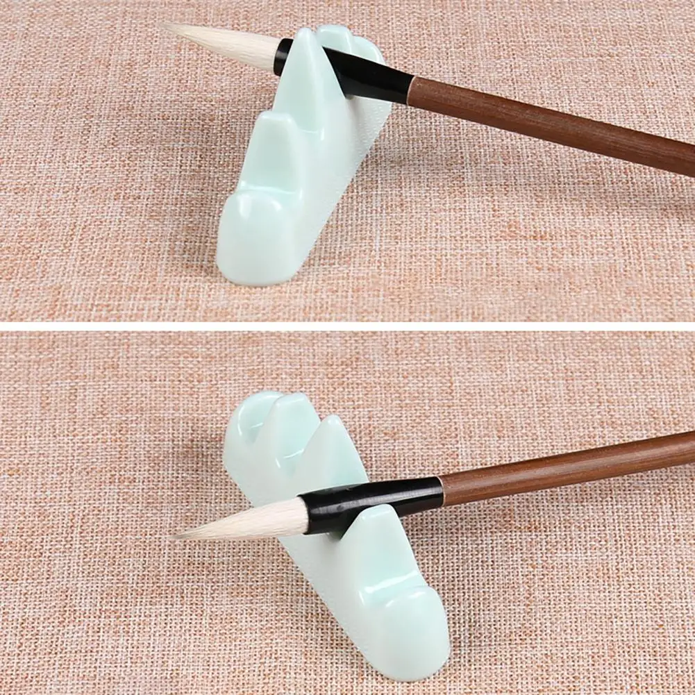 Writing Brush Holder Smooth Surface Jade-like Glossy Portable Chinese Painting Brush Stand for Home