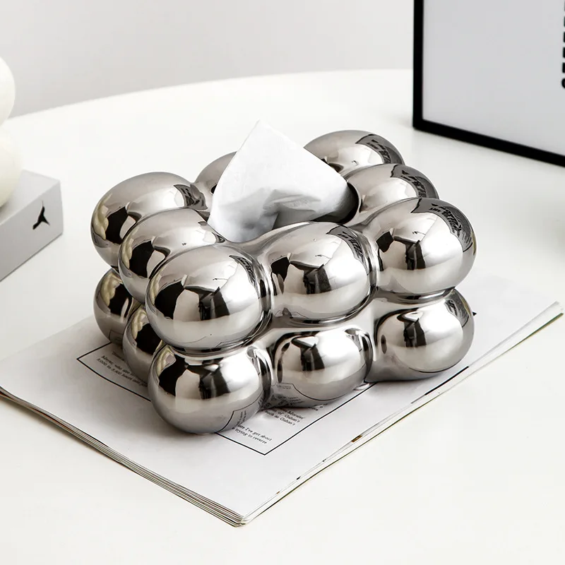 Marshmallow Tissue Box Ceramic Extractor Box Silver Bubble Desktop Storage Paper Towel Holder Tissue Holder Home Decoration 3