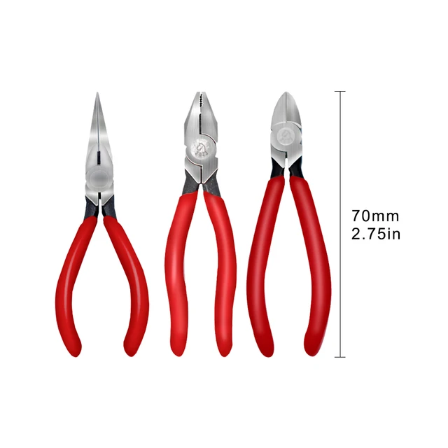 KEIBA 3 Inches Mini Pliers Set with Case Includes Diagonal Pliers