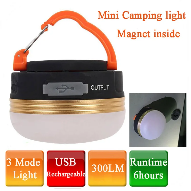 Camping Light Camping Lamp Camping Lantern 300Lumens 3W LED Outdoor Mini Waterproof USB Rechargeable