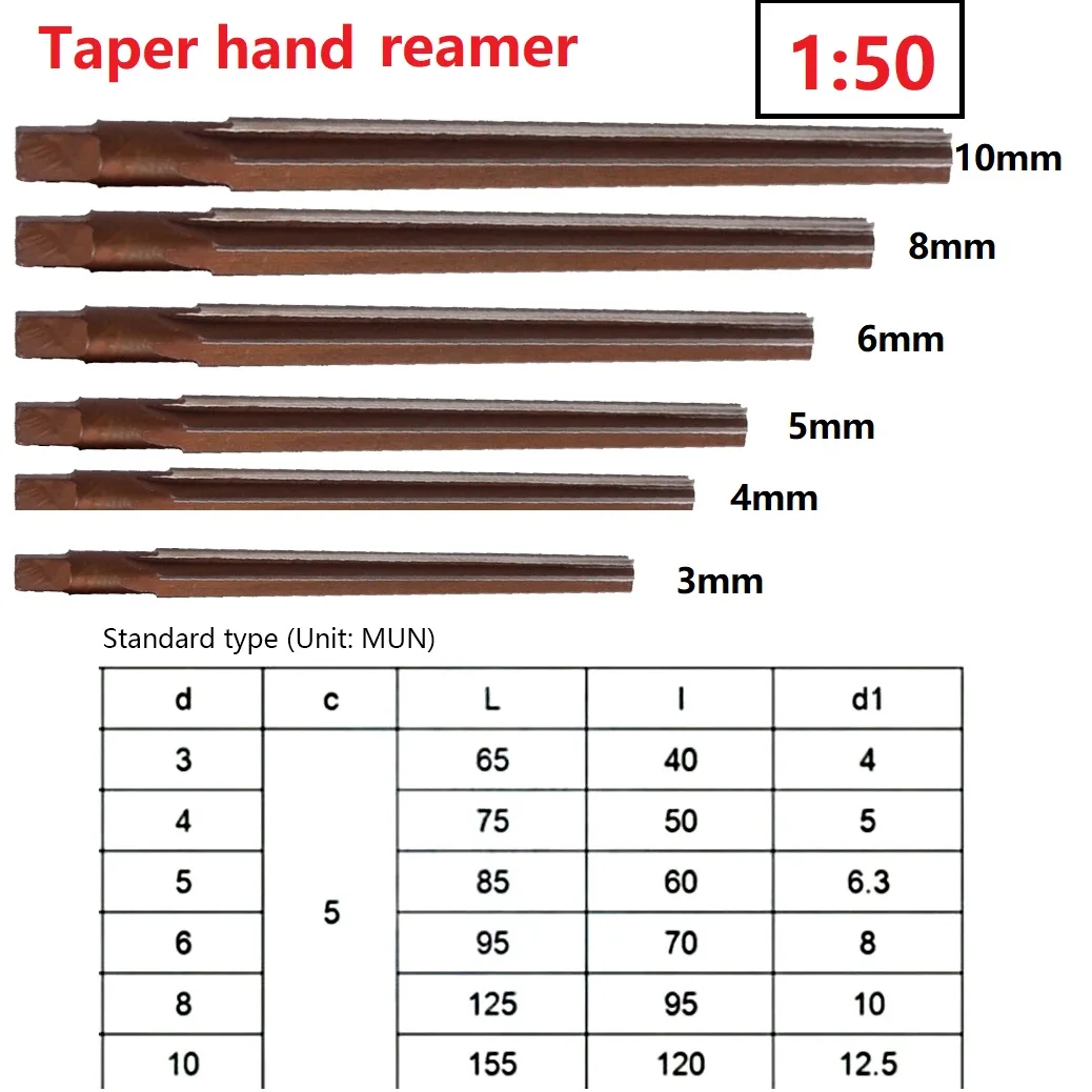 1pcs 1:50 Conical Degree 65-155mm Long Hand Reamer Replacement Spare Parts Tools hand reamer tools
