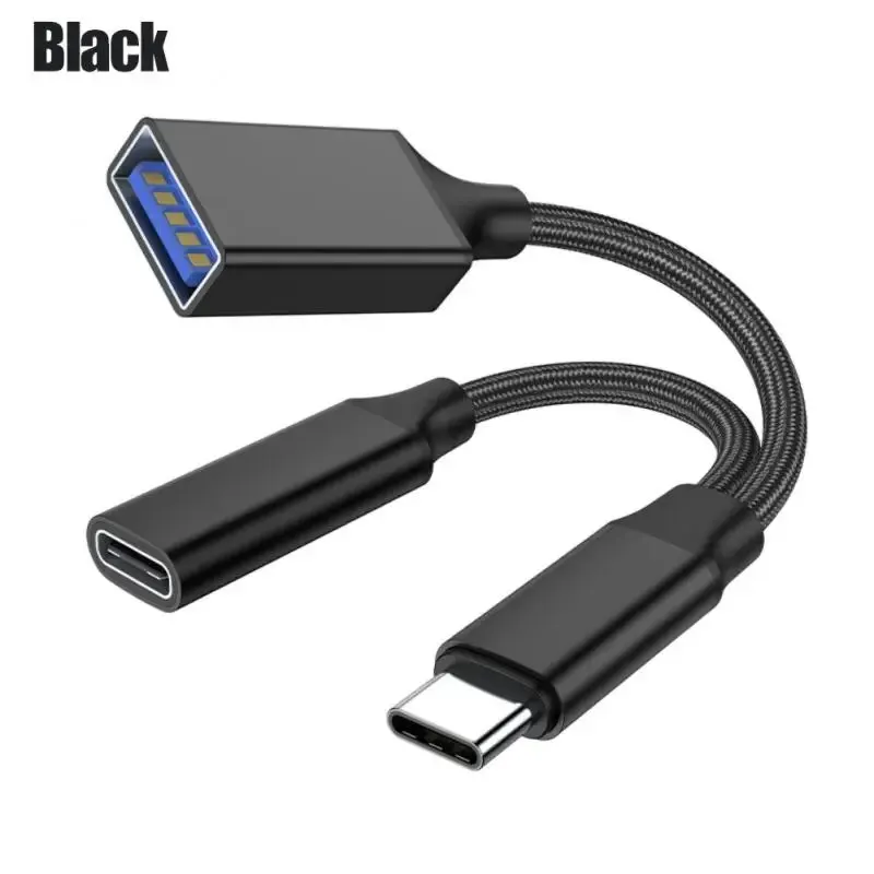 OTG 2 IN 1 Adapter Cable USB 3.1 Female Splitter USB C to USB A Type C PD 15W Fast Charger For iPhone 15 Huawei Samsung MacBook