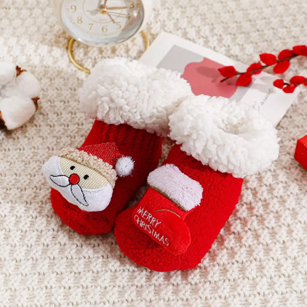 Description Picture 4 of itemLamb wool Christmas Baby Socks Soft Thicken Newborn Floor Sock Middle Tube Santa Claus New Year Toddler Socks Autumn