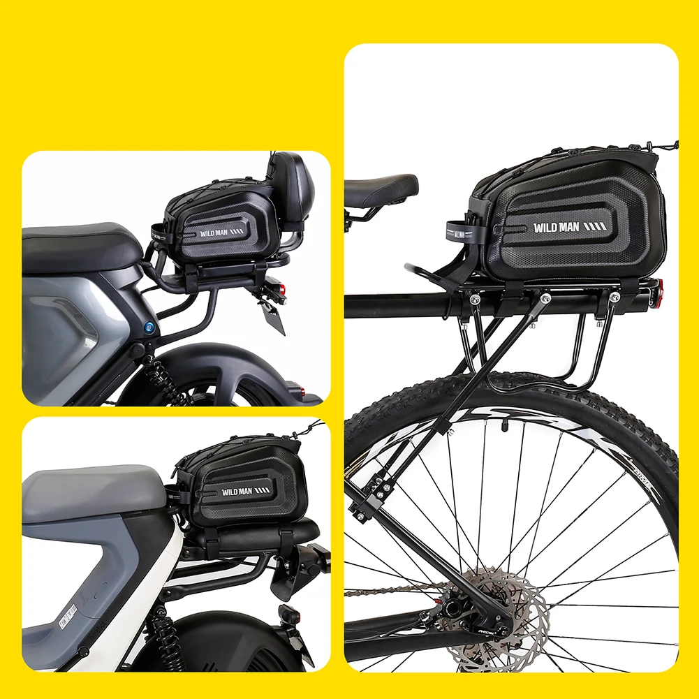 Bike Rear Rack Bag Bicycle Trunk Bag Waterproof Multifunction Bike Cargo Bag Large Capacity Bike Rack Bag Cycling Accessories