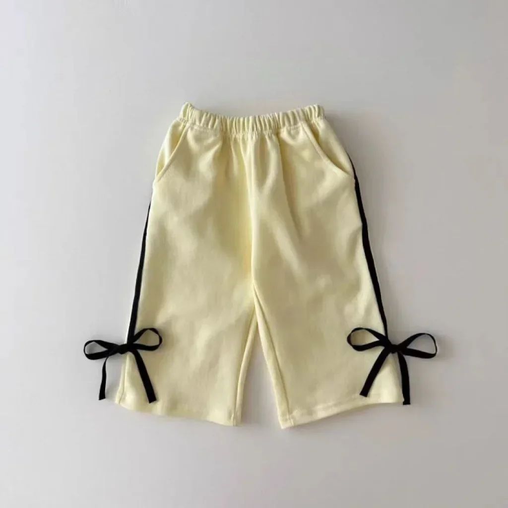 Baby Clothing Set Autumn Korean Sports Girl's Two-piece Suit Bow Bar Splicing Sweater + Pant