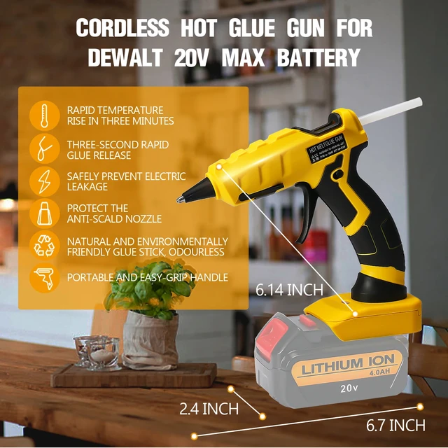 Cordless Glue Gun, Switch Hot Glue Gun Kit Handheld Anti Scald 18-21V  Battery Powered with 30 Pcs 7mm Sticks for Home Repair 