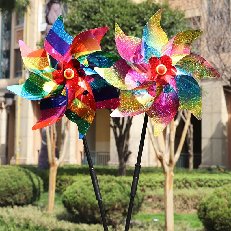 Rainbow Windmill Countryside Expelling birds Windmill Park Scenic Area Decoration windmill toys,garden art decor,bird repeller pinwheels,windmill bird repellent,wind spinner,garden windmill