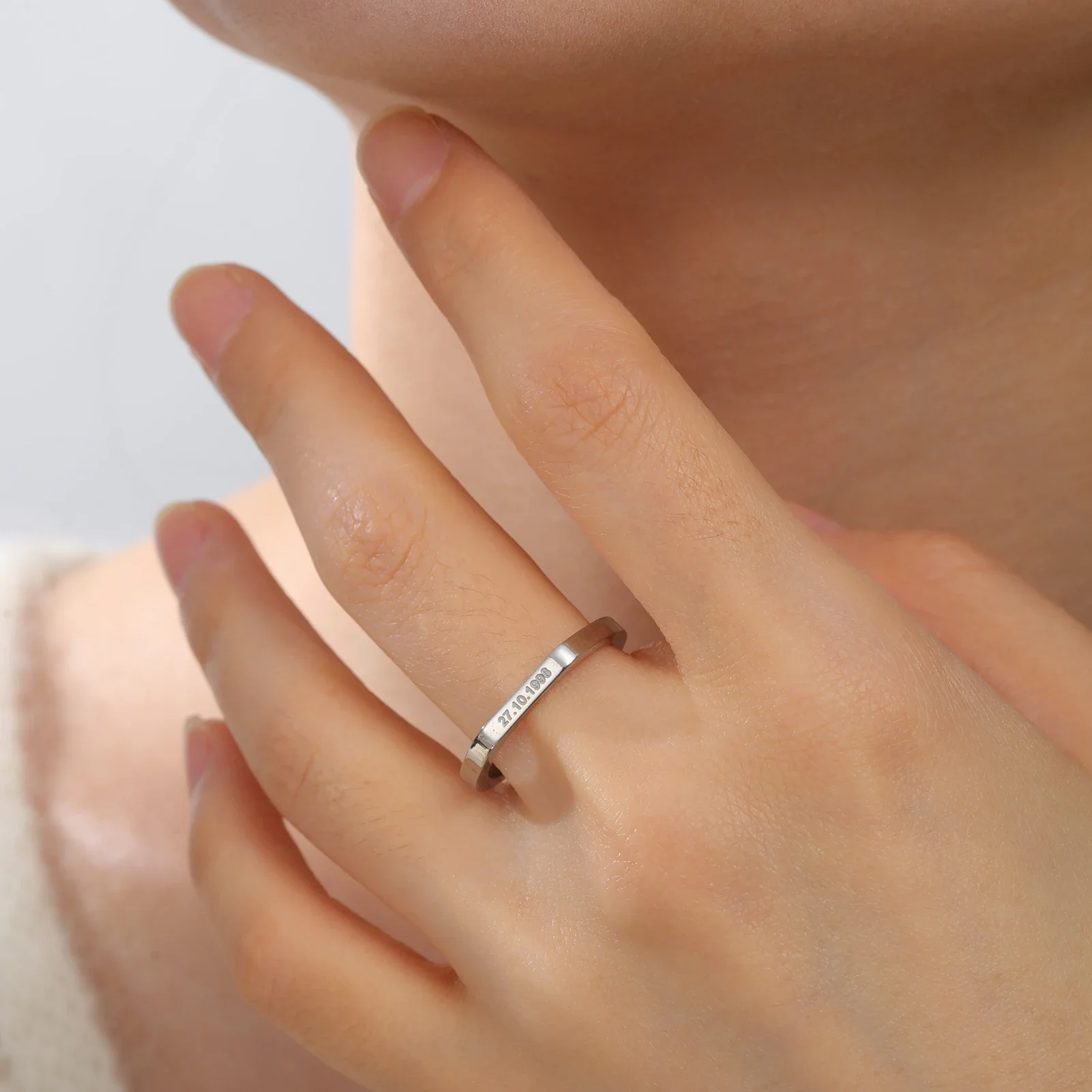 Teamer Name Date Engraved Rings for Men Women Stainless Steel Couple Personalized Signet Ring Custom Jewelry Wedding Gift 5