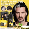 3 In 1 Herbal Black Hair Dye Shampoo 500ml Ginger Instant Color Shampoo For Men Women Plant Black Hair Dye Covering White Hair