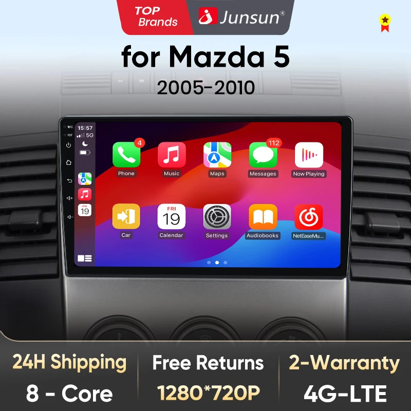Junsun V1 AI Voice Wireless CarPlay Android Auto Radio for Mazda 4G Car Multimedia GPS 2din autoradio