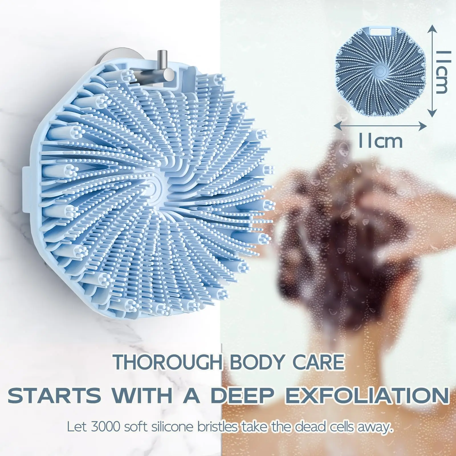 Antimicrobial Silicone Body Scrubber,Exfoliating Body Wash Scrubbers for Sensitive Skin,Shower Body Brush,Gentle Massage 6
