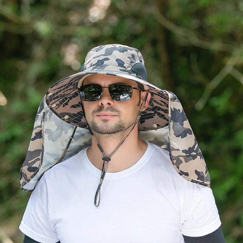 Fishing Hat for Men Women Outdoor UV Waterproof Wide Brim Bucket Caps UPF50+ Sun Hat with Neck Flap Free Shipping