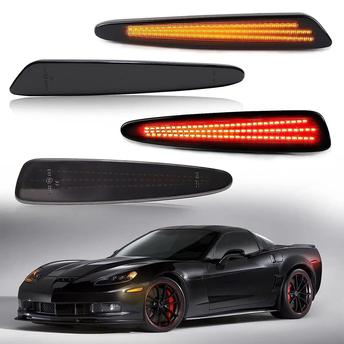 

Full LED Side Marker Light For Chevrolet Chevy Corvette C6 2005-2013 Front Rear Amber Red Auto Turn Signal Lamp
