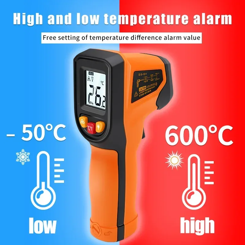 T400 T600 Digital Infrared Thermometer -50~600℃ Laser termometro Pyrometer Gun Non-Contact Laser Temperature Meter  gauge Tools