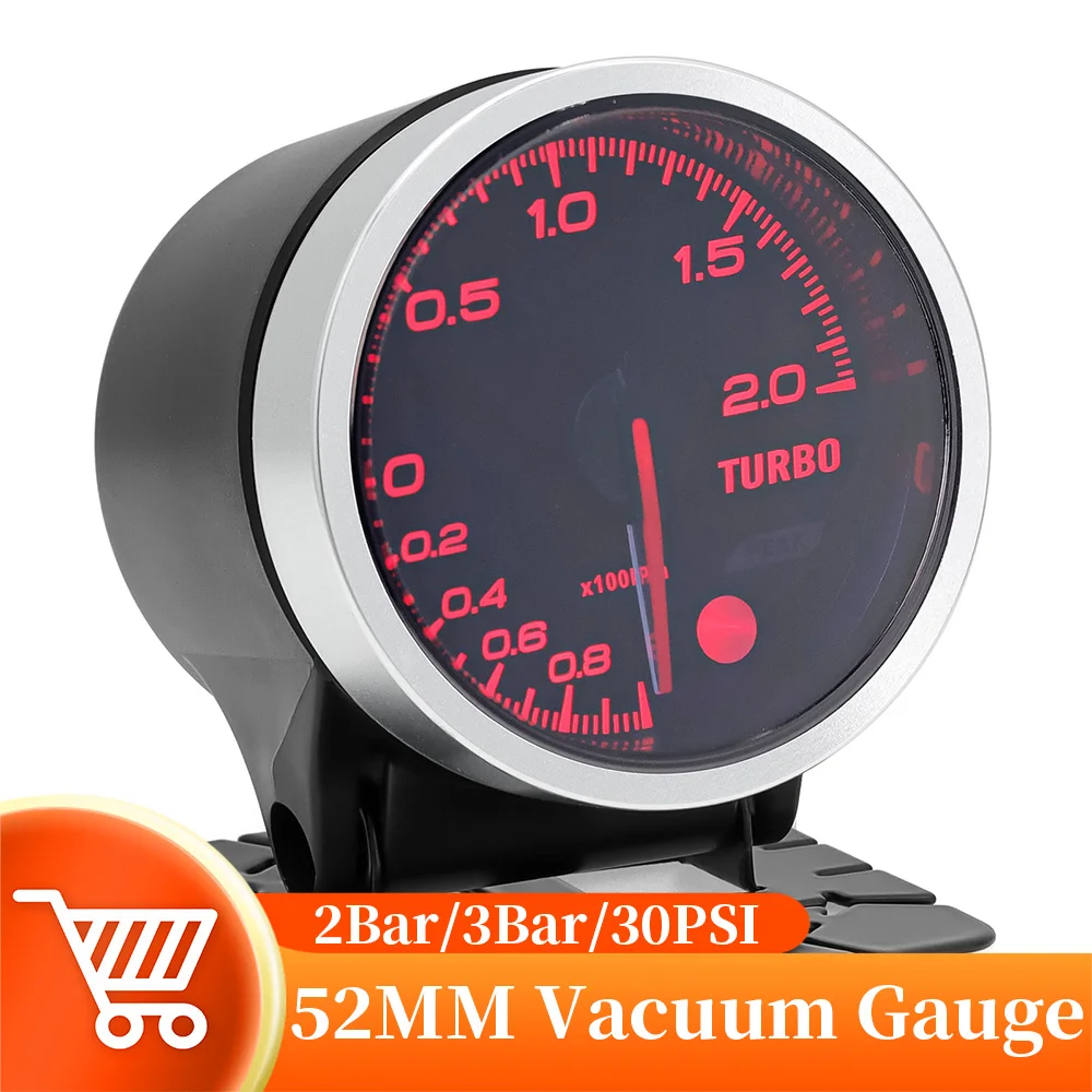 52MM Smoke Lens Boost Gauge Bar Unit Turbo Pressure Gauge With