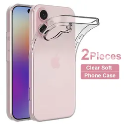 Dual Pack Transparent Silicone Phone Cases - Soft and Flexible Protection for iPhone 13 Pro (Clear Caase)