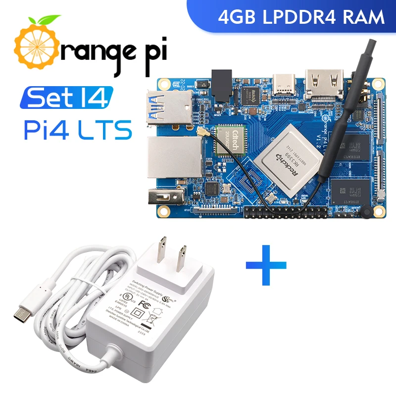 

Orange Pi 4 LTS 4G+5V4A Type-C Power Supply,RK3399 Open Source Mini PC Computer Tablet, Run Android,Ubuntu,Debian OS