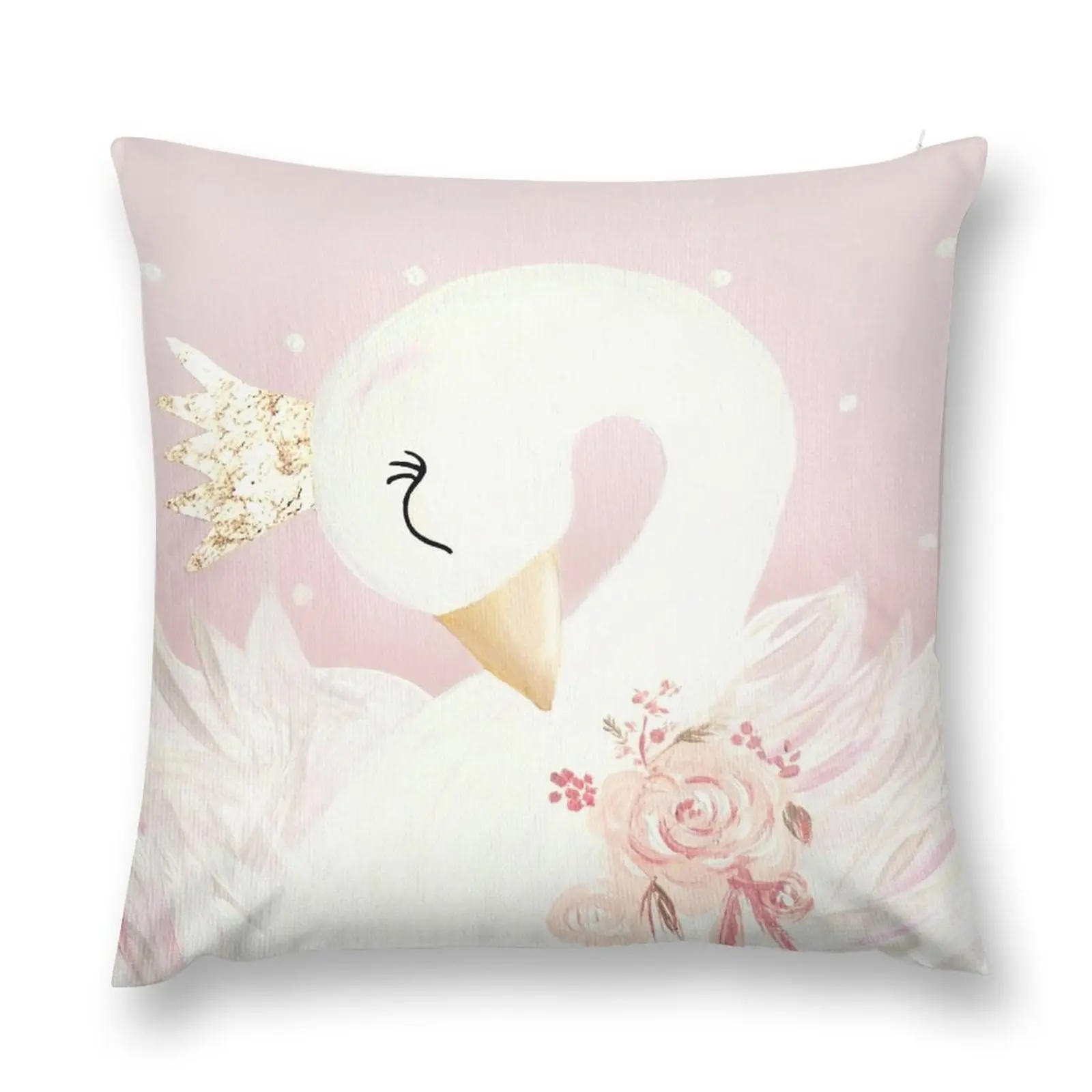 Swan Princess Bird Crown Rose Gold Flowers Throw Pillow Fodera Per Cuscino Di Lusso Copridivano Decorativo