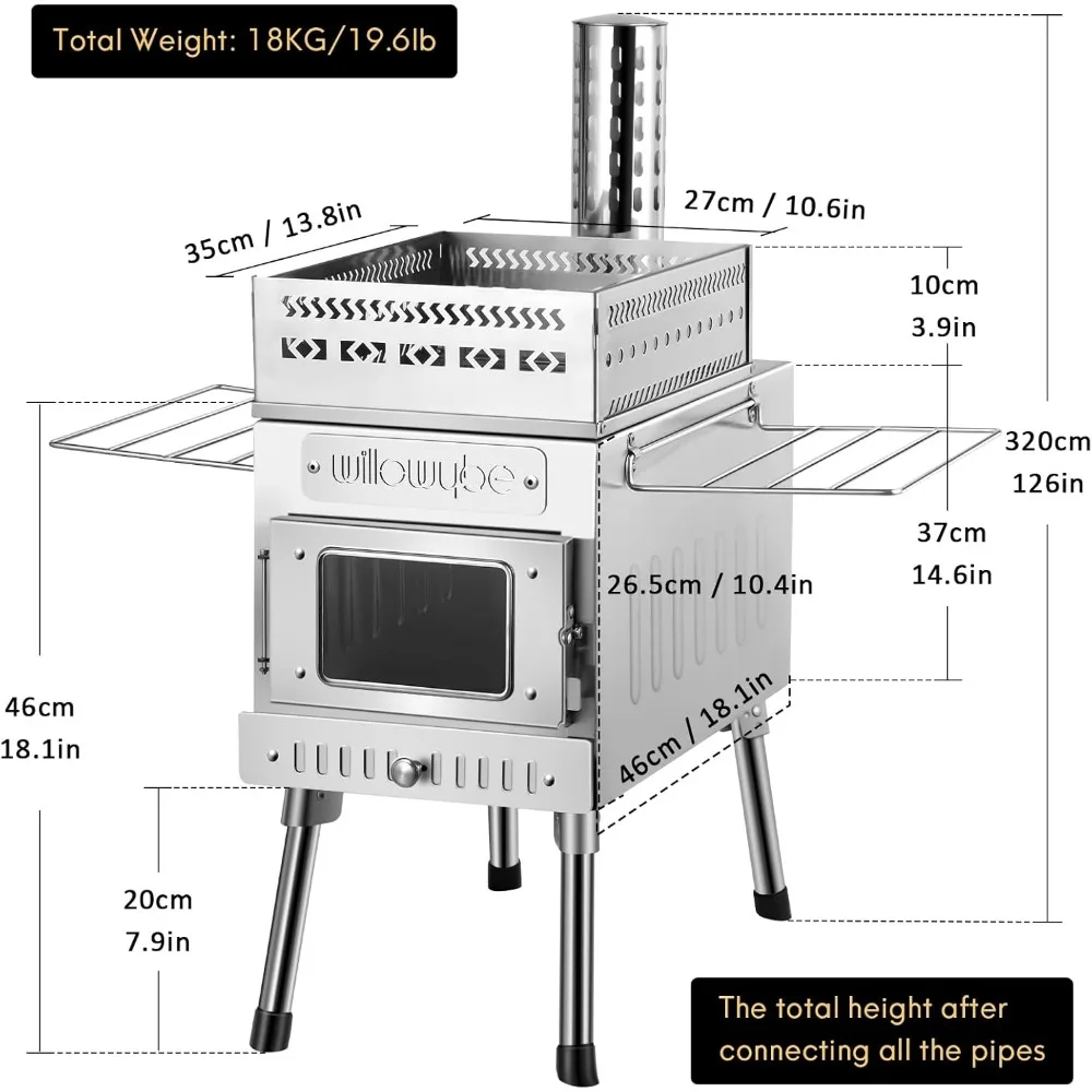 Outdoor Sauna Hot Tent Stove, Rocket Stove Heater, Portable Camping Wood Stove for Dry Sauna, Cooking for Husband and Friends 6