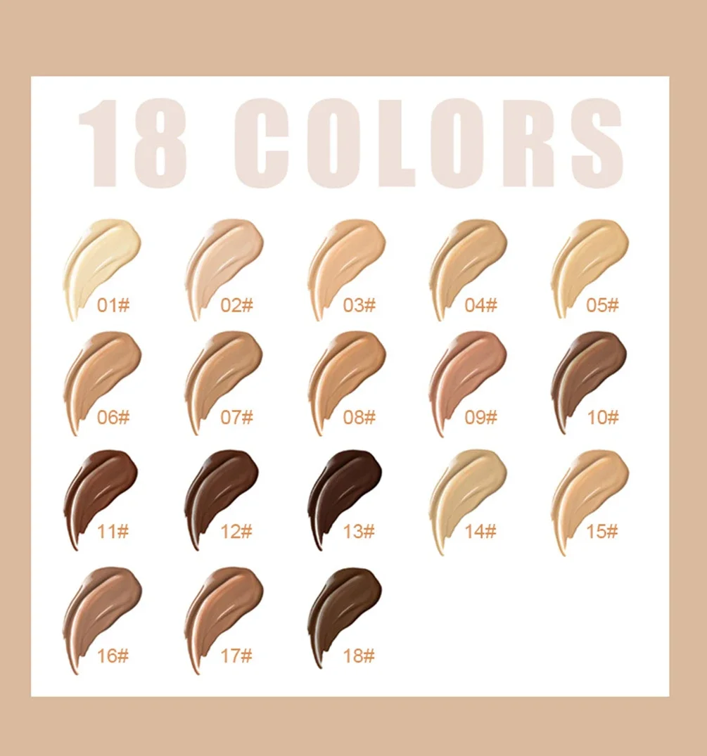 18-color Private Label Liquid Foundation Custom Logo No-box Moisturizing Dropper Bulk Waterproof Full Cover Face Base Makeup 5