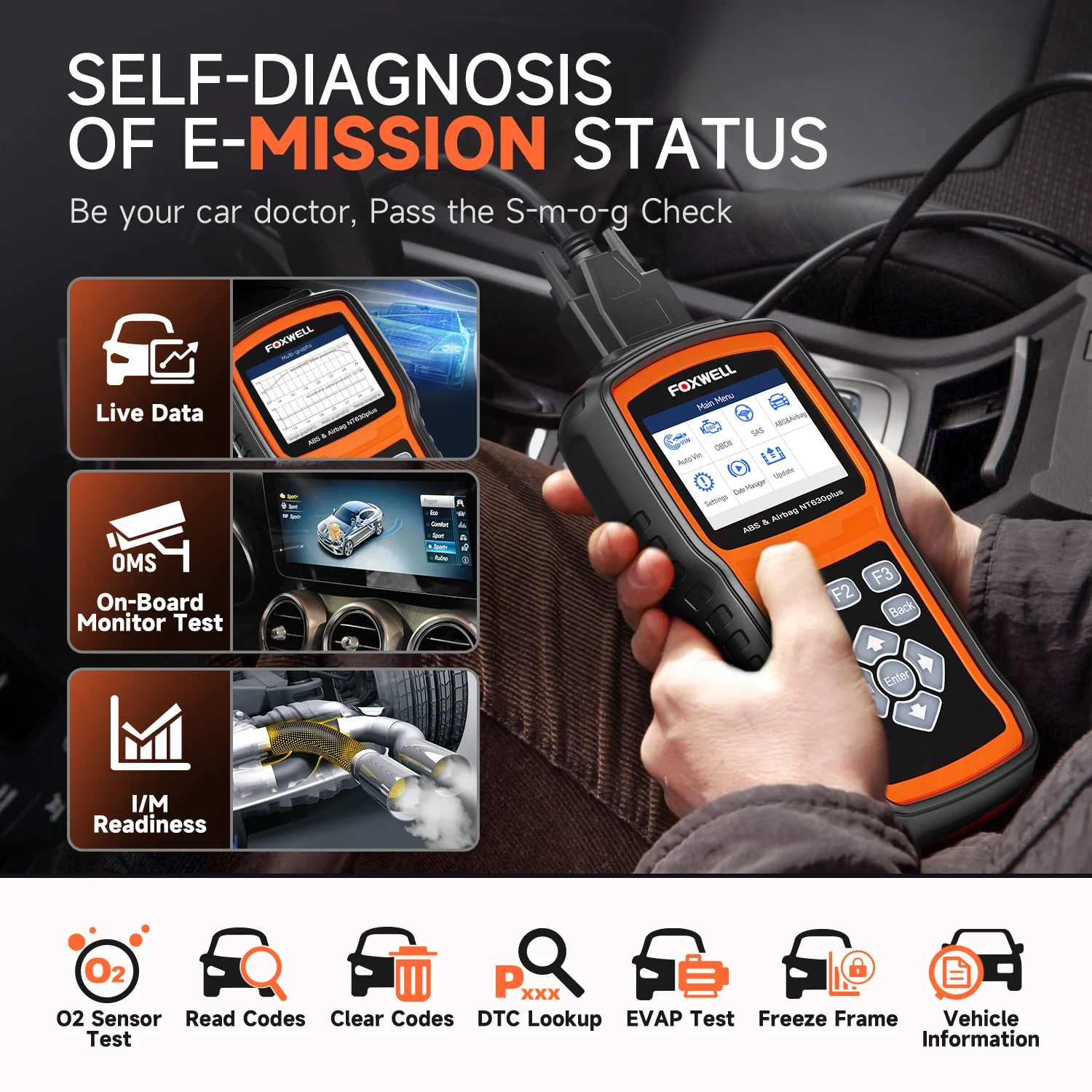 Foxwell NT630 Plus OBD2 Scanner OBD 2 ABS Airbag SRS SAS Crash