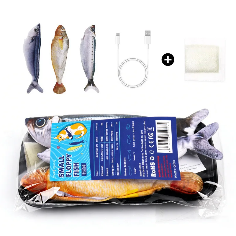 Petgravity 3PCS Electric Fish Pet Cat Toys Catnip Simulation Fish Swing Kitten Dance Fish Toy Funny Cats Playing Supplies USB Charging 8