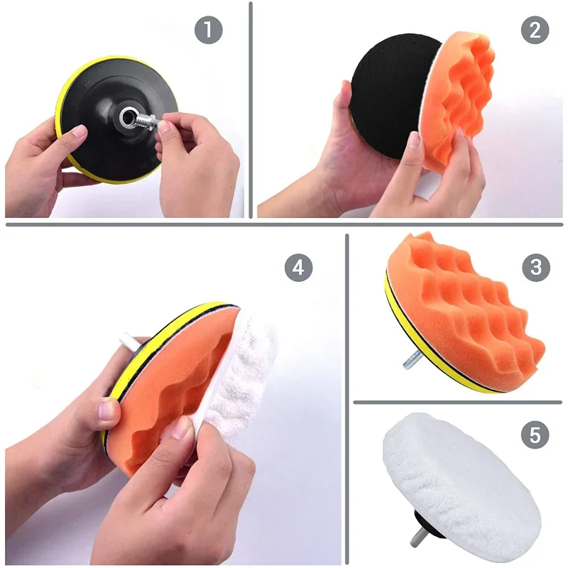 Car Polishing Pad Sponge Buffing Waxing Clean Wool Wheel Self-Adhesive Polish Disc for Car Polisher Drill Adapter Kit 3-7 Inch car polishing pad,car polisher,car polish pad,wool polishing pad,polishing wheel disc,polishing wheel kit,drill adapter for polishing